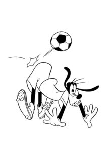 Гуфи - футболист - Микки Маус бесплатная раскраска