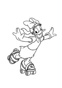 Дейзи Дак на роликах распечатать и скачать раскраску - Микки Маус