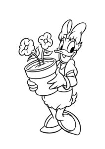 Дейзи с цветочным горшком раскраска распечатать на А4 - Микки Маус