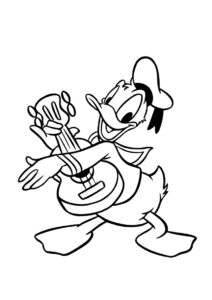 Дональд Дак играет на укулеле распечатать разукрашку бесплатно - Микки Маус