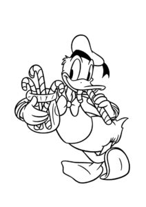 Бесплатная раскраска Дональд с банкой леденцов - Микки Маус