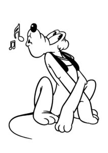 Разукрашка Насвистывающий Плуто распечатать на А4 - Микки Маус