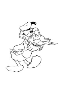 Раскраска Озлобленный Дональд и попугай - Микки Маус