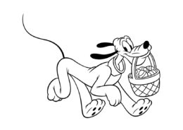 Плуто с пасхальной корзинкой - Микки Маус распечатать раскраску на А4