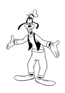 Микки Маус бесплатная раскраска - Приветливый Гуфи