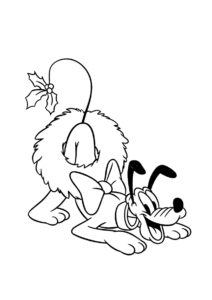 Микки Маус распечатать раскраску - Рождественский Плуто