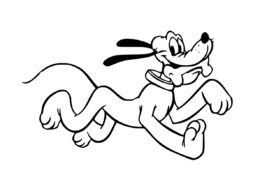 Счастливый Плуто с косточкой (Микки Маус) разукрашка для печати на А4