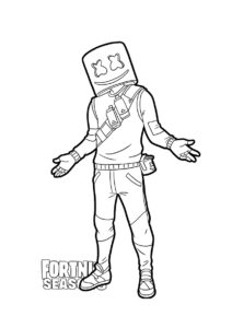 Раскраска Веселый Маршмеллоу распечатать на А4 - Фортнайт