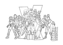 Фортнайт распечатать раскраску - Герои 10 сезона Фортнайт