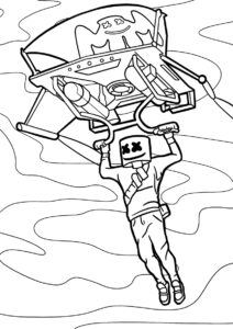 Разукрашка Маршмеллоу на глайдере распечатать на А4 - Фортнайт