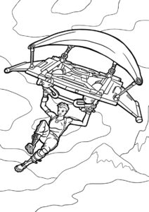 Разукрашка Полет на глайдере распечатать и скачать - Фортнайт