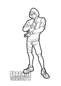Фортнайт бесплатная раскраска распечатать на А4 - Скин персонажа в худи и рваных шортах