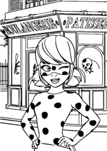 Леди Баг и Квами Тикки на прогулке раскраска распечатать бесплатно на А4 - Леди Баг и Супер-кот