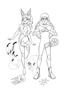 Рена Руж и Карапас (Леди Баг и Супер-кот) распечатать раскраску