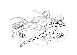 Леди Баг и Супер-кот распечатать раскраску на А4 - Стремительные супергерои