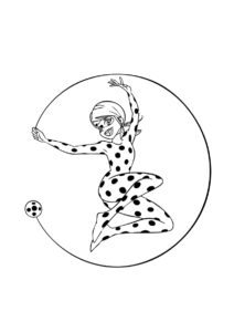 Леди Баг и Супер-кот распечатать раскраску - Счастливая Леди Баг в прыжке