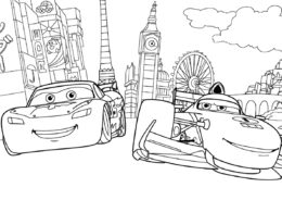 Тачки распечатать раскраску на А4 - Гонка в центре города