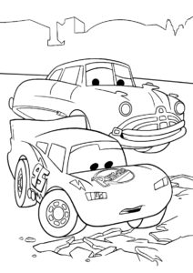 Разрушенная дорога распечатать разукрашку бесплатно - Тачки