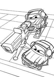 Съемочная команда раскраска распечатать на А4 - Тачки