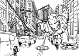 Человек-паук бесплатная разукрашка - Командная работа