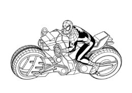 Бесплатная раскраска Человек-паук на мотоцикле распечатать на А4 и скачать - Человек-паук