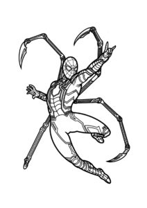 Разукрашка Человек-паук с механическими ногами распечатать на А4 и скачать - Человек-паук