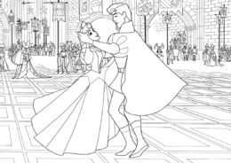 Аврора распечатать раскраску - Танец на королевском балу