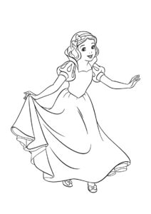 Бесплатная разукрашка для печати и скачивания Реверанс принцессы - Белоснежка