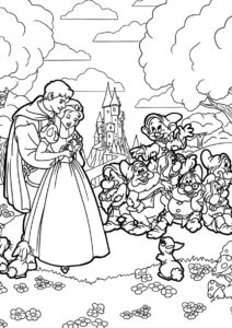 Счастливые влюбленные бесплатная раскраска - Белоснежка