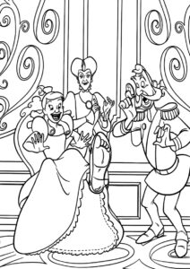 Анастасия примеряет туфельку - Золушка бесплатная раскраска