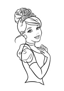 Разукрашка Застенчивая принцесса распечатать на А4 и скачать - Золушка