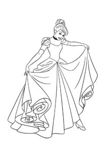 Золушка бесплатная раскраска - Золушка делает реверанс