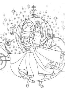 Золушка отправляется на бал (Золушка) разукрашка для печати на А4