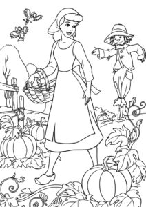 Золушка работает в саду - Золушка распечатать раскраску на А4