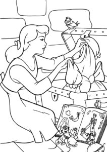 Платье для Золушки (Золушка) бесплатная раскраска на печать