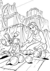 Белль и Рождественские украшения раскраска распечатать на А4 - Белль