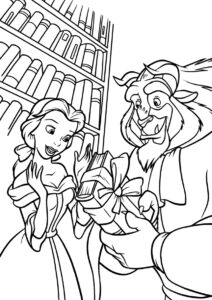 Книжка в подарок (Белль) бесплатная раскраска на печать