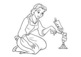 Разукрашка Люмьер и Белль распечатать и скачать - Белль