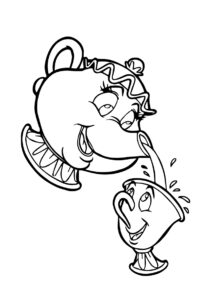 Белль бесплатная раскраска - Чип и Миссис Поттс