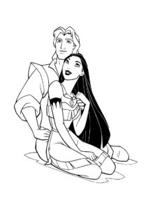 Джон Смит и Покахонтас (Покахонтас) раскраска для печати и загрузки