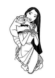 Покахонтас и Мико раскраска распечатать на А4 - Покахонтас