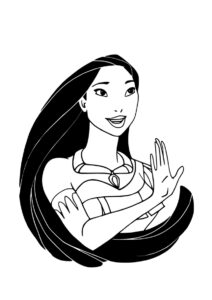 Покахонтас распечатать раскраску - Приветливая принцесса