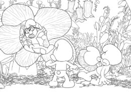 Бесплатная разукрашка для печати и скачивания Жуткий плотоядный цветок - Смурфики