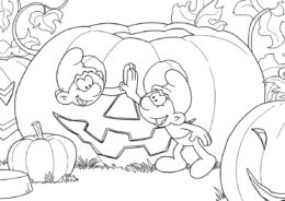 Смурфики готовятся к Хэллоуину распечатать раскраску - Смурфики