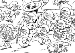 Фестиваль в деревне (Смурфики) распечатать разукрашку