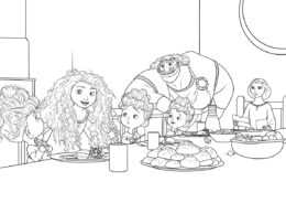 Бесплатная раскраска Семейный ужин - Мерида