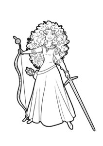 Смелая принцесса (Мерида) распечатать разукрашку