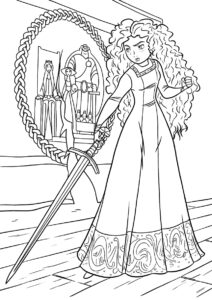 Тренировка с мечом (Мерида) бесплатная раскраска