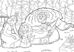 Юная Мерида с родителями (Мерида) распечатать разукрашку