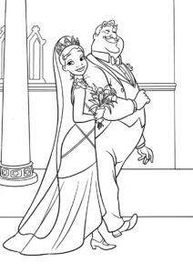 Свадебная церемония бесплатная раскраска - Тиана